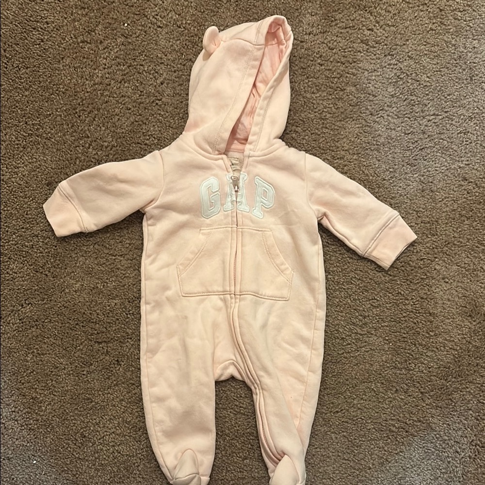 GAP Pink Footie One Piece with Hood and Zipper